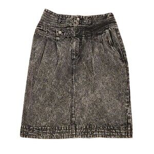 [Weathered Blues] Vintage Black Acid Wash Jean Pencil Skirt -Sz11/12